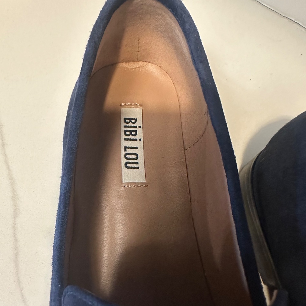 Bibi Lou Navy Suede Horsebit Loafers - Women's Flats - Picture 2 of 8